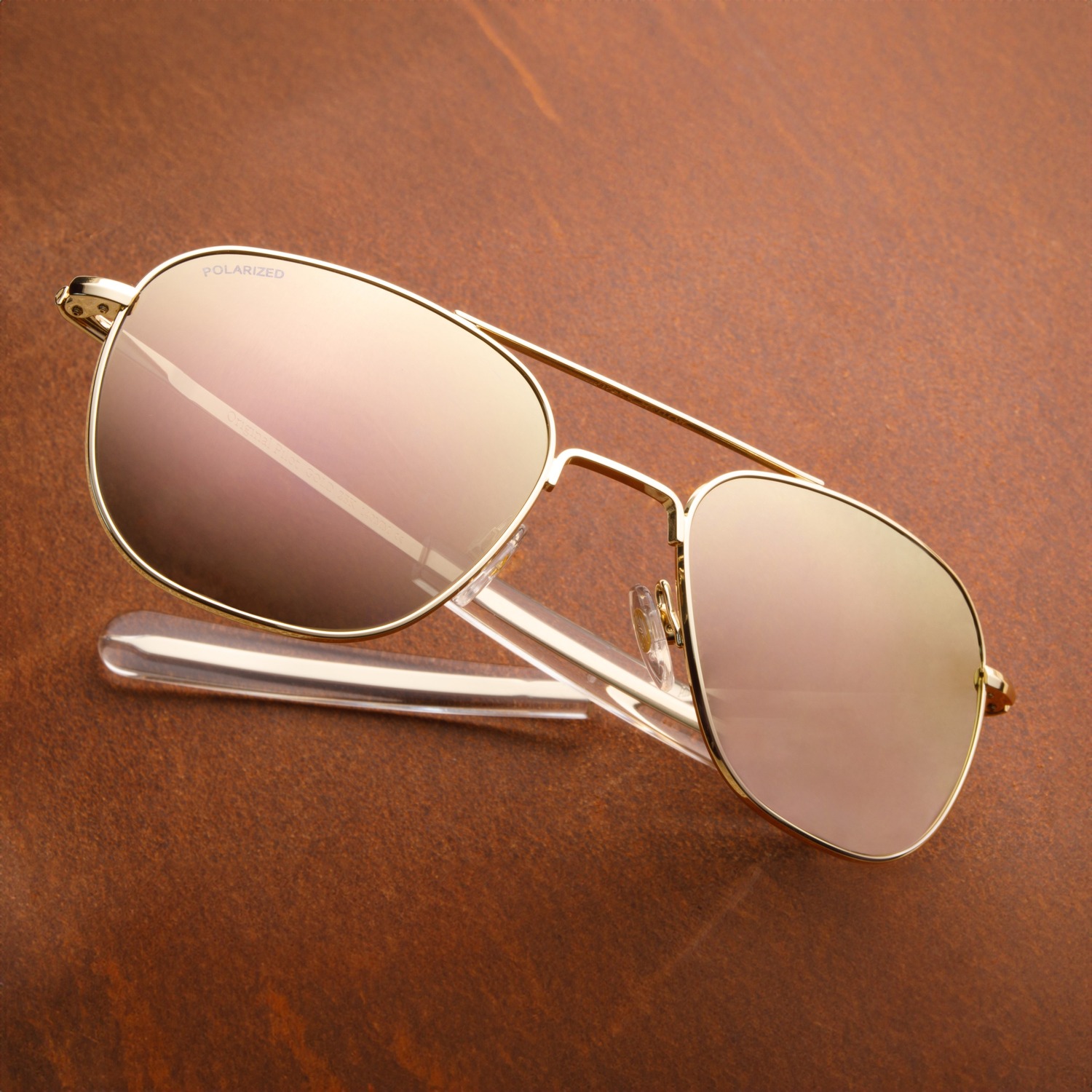 Original Pilot sunglasses with SunFlash gold mirror lenses worn by Ryan Gosling